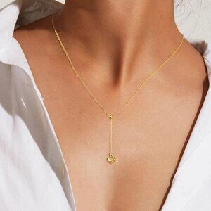18" Gold Heart Dangle Necklace